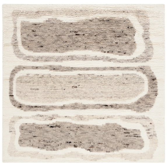 SAFAVIEH Casablanca Rhoda Geometric Wool Area Rug, Ivory/Brown, 6' x 6' Square