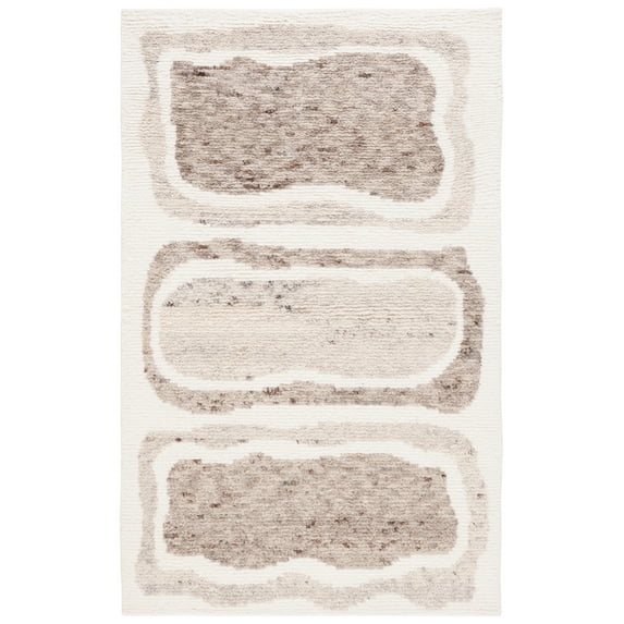 SAFAVIEH Casablanca Rhoda Geometric Wool Area Rug, Ivory/Brown, 6' x 9'