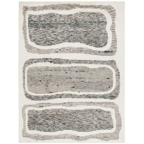 SAFAVIEH Casablanca Rhoda Geometric Wool Area Rug, Ivory/Dark Grey, 8' x 10'