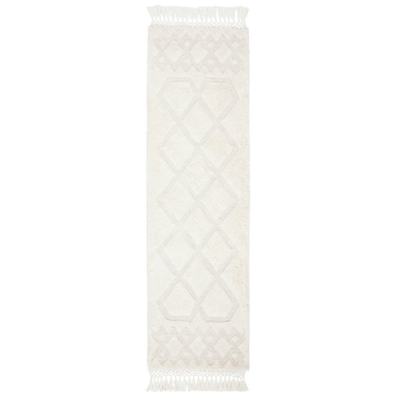 SAFAVIEH Casablanca Rordan Geometric Shag Runner Rug, Ivory, 2'3" x 12'