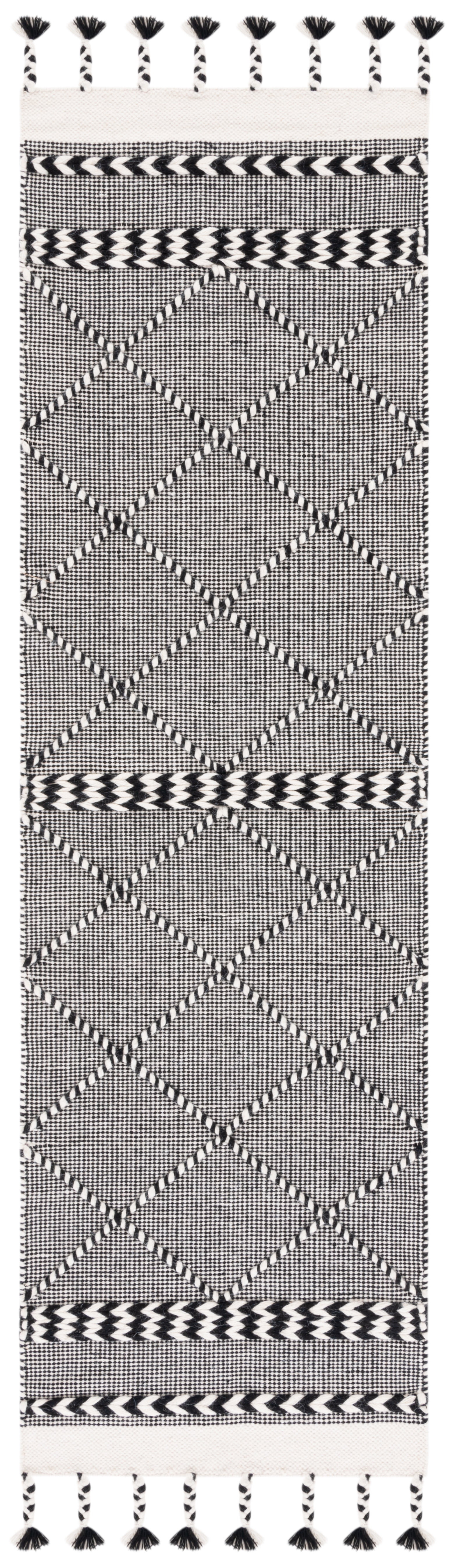 SAFAVIEH Casablanca Roswell Geometric Runner Rug, Black/Ivory, 2'3" x 8'