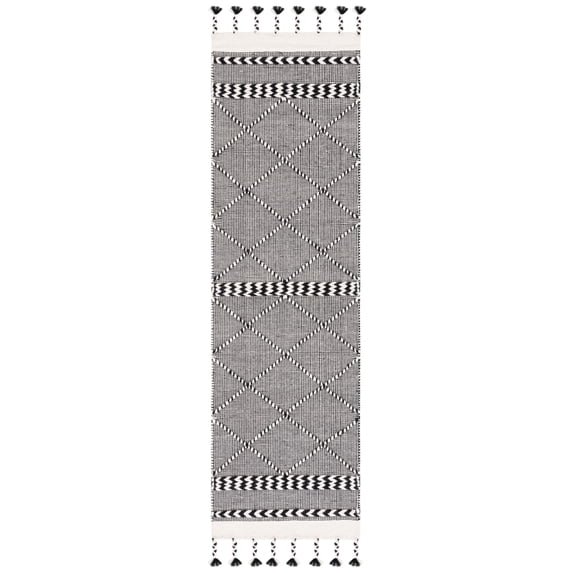 SAFAVIEH Casablanca Roswell Geometric Runner Rug, Black/Ivory, 2'3" x 8'