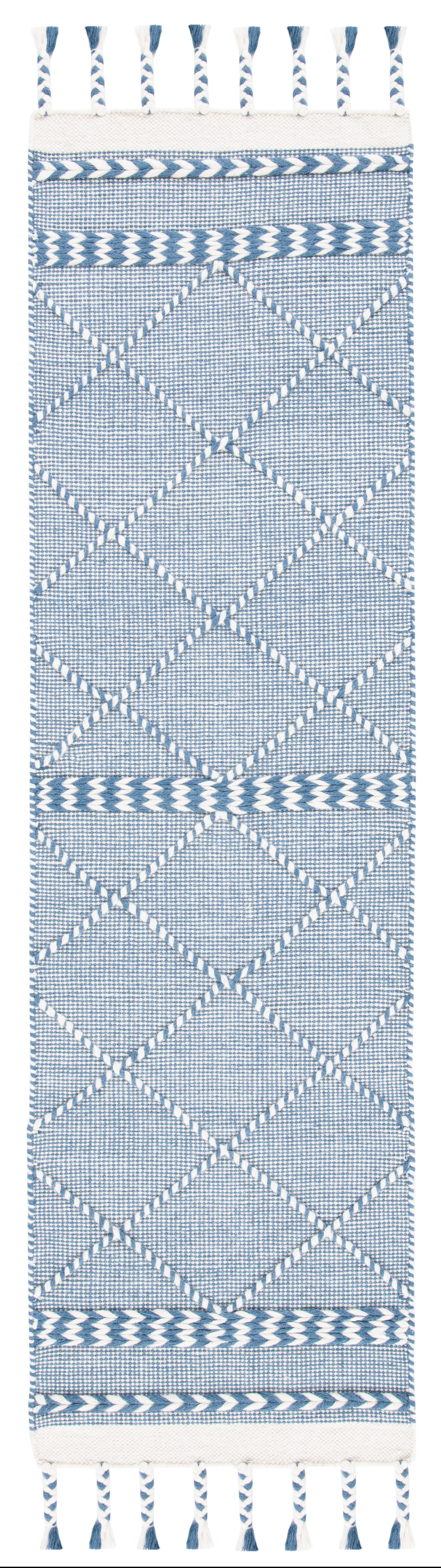 SAFAVIEH Casablanca Roswell Geometric Runner Rug, Blue/Ivory, 2'3" x 8'