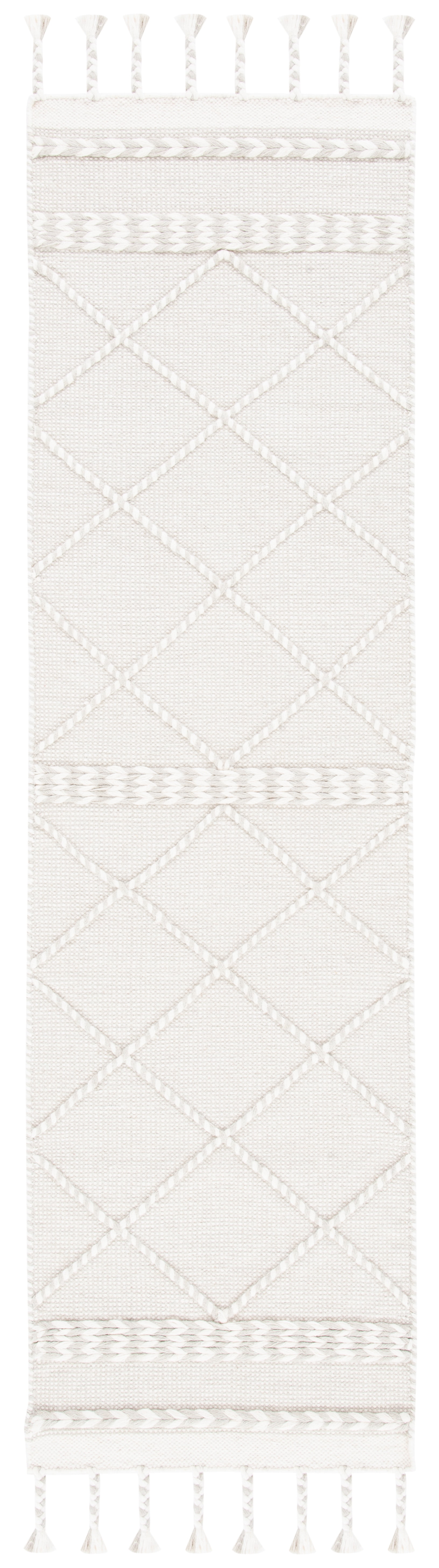 SAFAVIEH Casablanca Roswell Geometric Runner Rug, Silver/Ivory, 2'3" x 8'