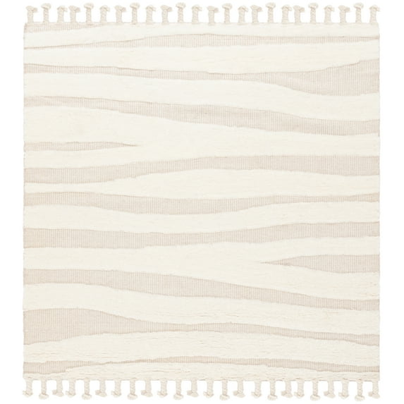 SAFAVIEH Casablanca Seth Wavy Striped Area Rug, Ivory/Beige, 6' x 6' Square