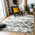 thumbnail image 1 of SAFAVIEH Casablanca Sheldon Geometric Chevron Wool Shag Area Rug, Black/Grey, 5' x 8', 1 of 9