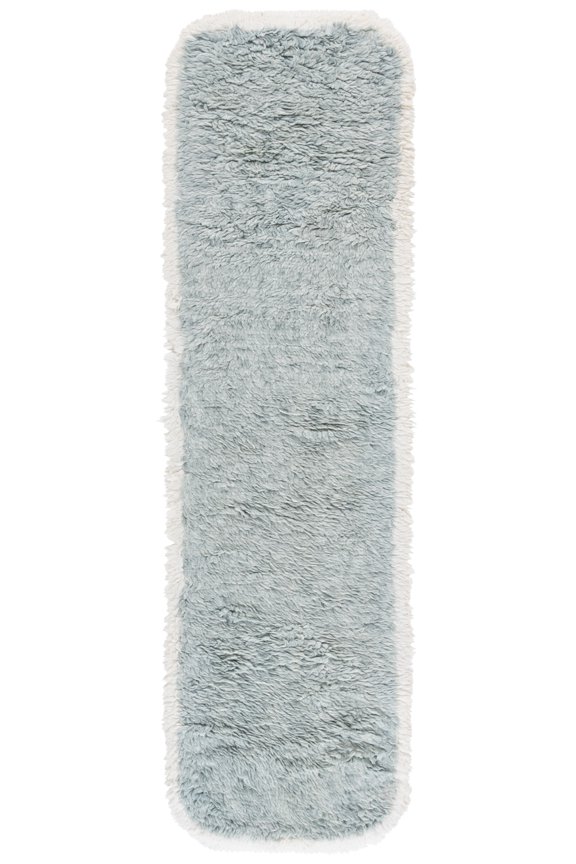 Casablanca Sutton Solid Shag Runner Rug, Teal/Ivory, 2'3" x 8'