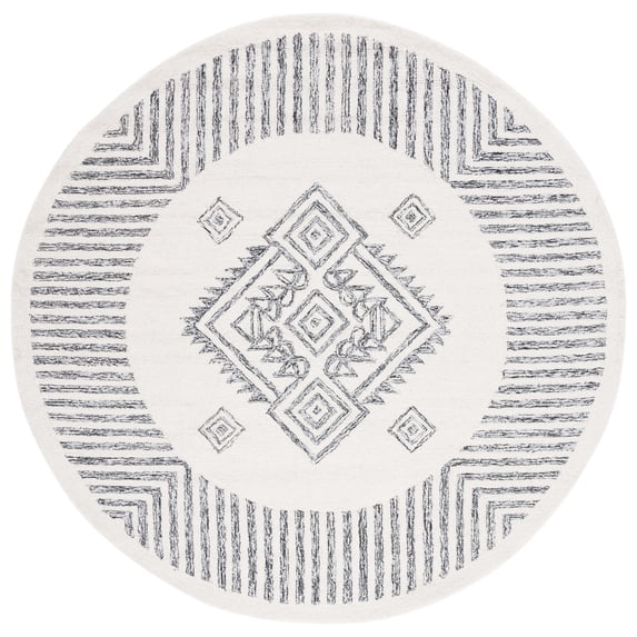 SAFAVIEH Casablanca Thorburn Medallion Area Rug, Ivory/Black, 6' x 6' Round