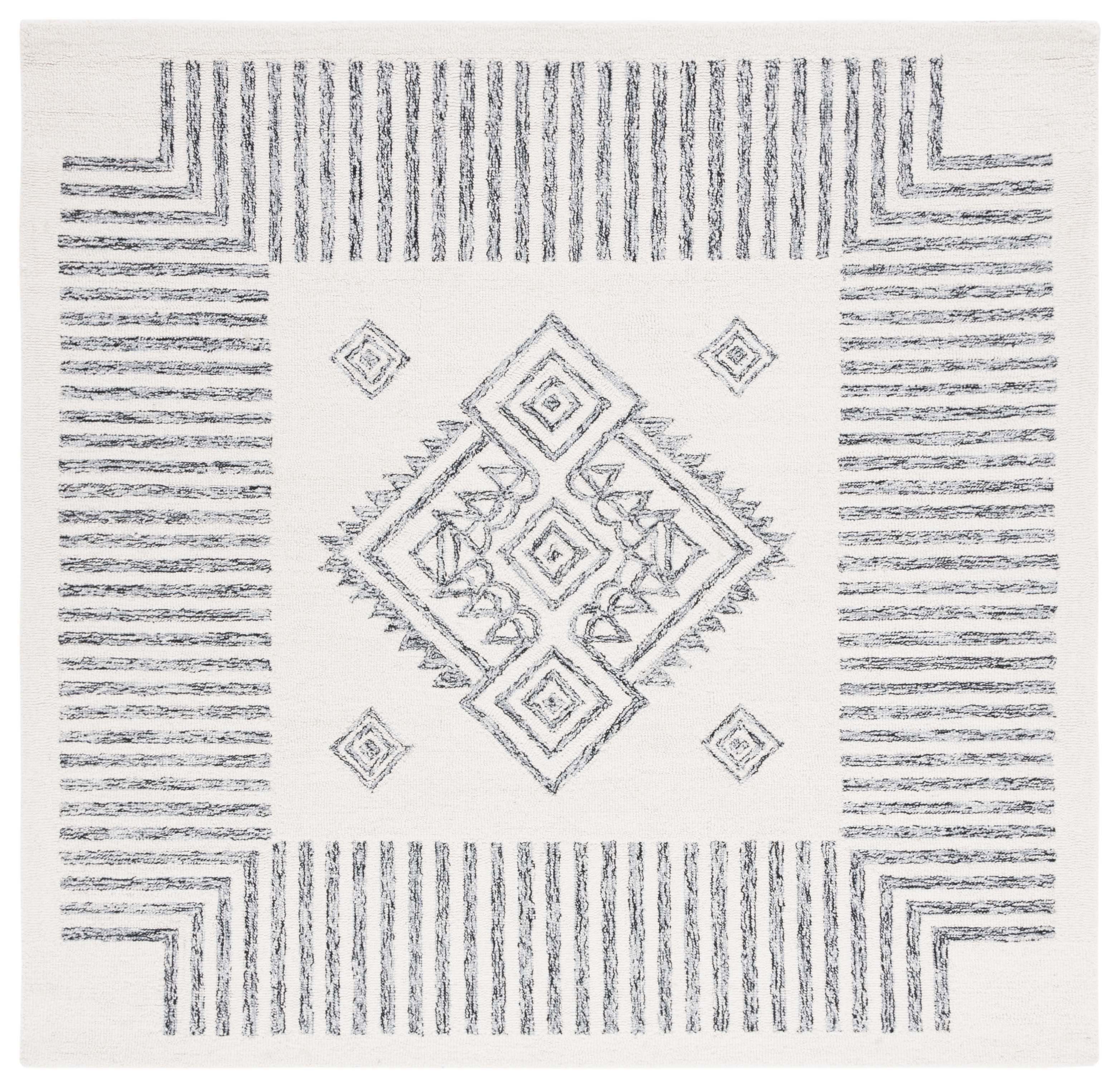 SAFAVIEH Casablanca Thorburn Medallion Area Rug, Ivory/Black, 6' x 6' Square