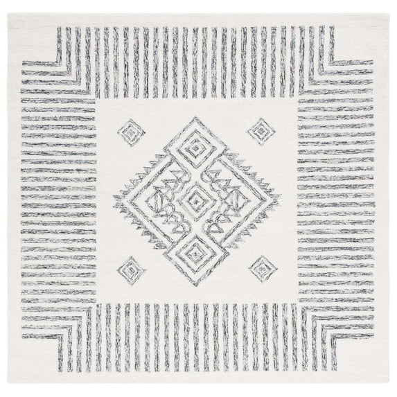 SAFAVIEH Casablanca Thorburn Medallion Area Rug, Ivory/Black, 6' x 6' Square