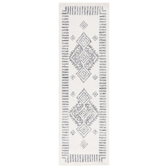SAFAVIEH Casablanca Thorburn Medallion Runner Rug, Ivory/Black, 2'3" x 8'
