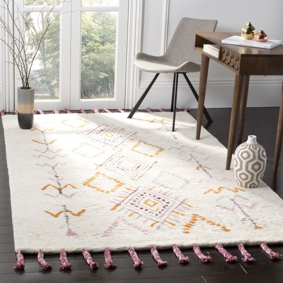 SAFAVIEH Casablanca Tiana Southwestern Shag Area Rug, Ivory/Multi, 5' x 8'
