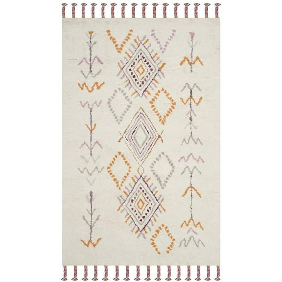 SAFAVIEH Casablanca Tiana Southwestern Shag Area Rug, Ivory/Multi, 5' x 8'