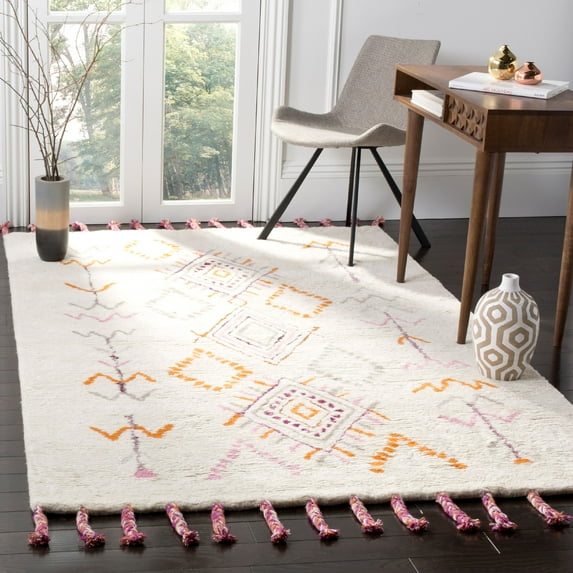 SAFAVIEH Casablanca Tiana Southwestern Shag Area Rug, Ivory/Multi, 8' x 10'