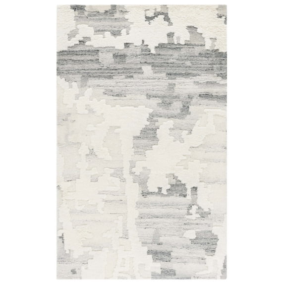 SAFAVIEH Casablanca Toireasa Abstract Shag Area Rug, Grey/Ivory, 6' x 9'