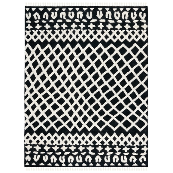 SAFAVIEH Casablanca Trent Geometric Wool Area Rug, Black/Ivory, 8' x 10'