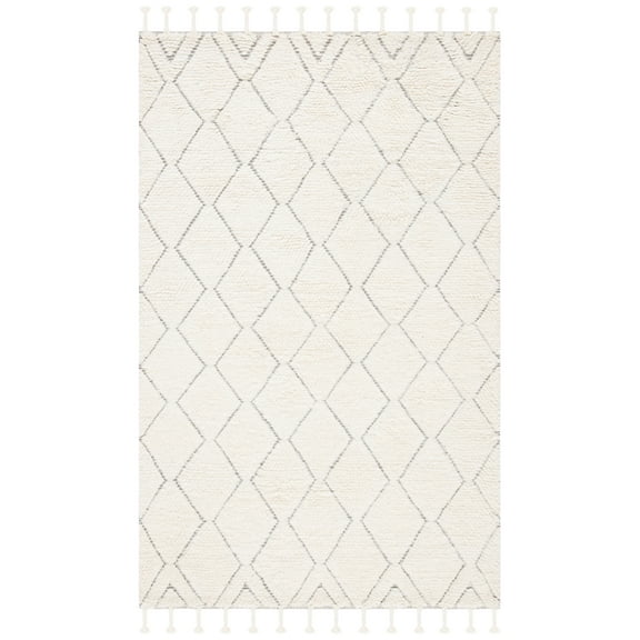 SAFAVIEH Casablanca Vasil Diamond Wool Area Rug, Ivory, 5' x 8'
