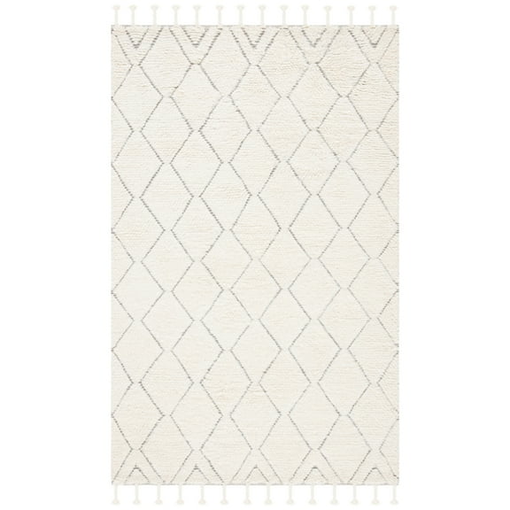 SAFAVIEH Casablanca Vasil Diamond Wool Area Rug, Ivory, 7' x 7' Square