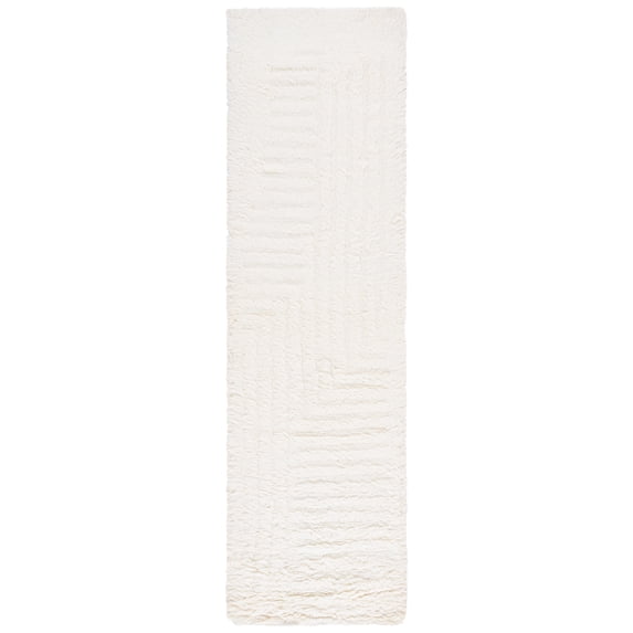 SAFAVIEH Casablanca Vesela Solid Shag Runner Rug, Ivory, 2'3" x 8'