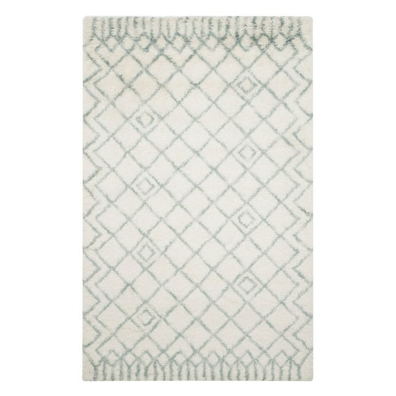 SAFAVIEH Casablanca Wilmer Abstract Shag Area Rug, Ivory/Blue, 5' x 8'