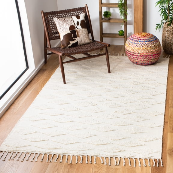 SAFAVIEH Casablanca Winona Solid Wool Area Rug, Ivory, 3' x 5'