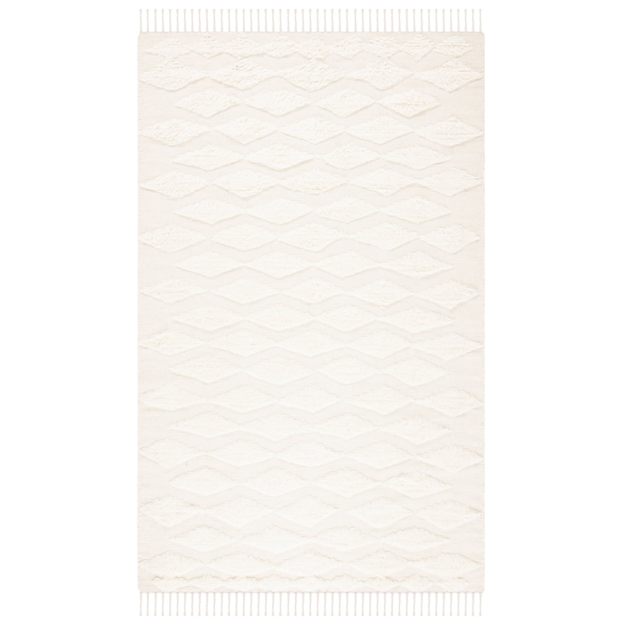 Ivory Hand-Tufted Wool Shag Square Area Rug