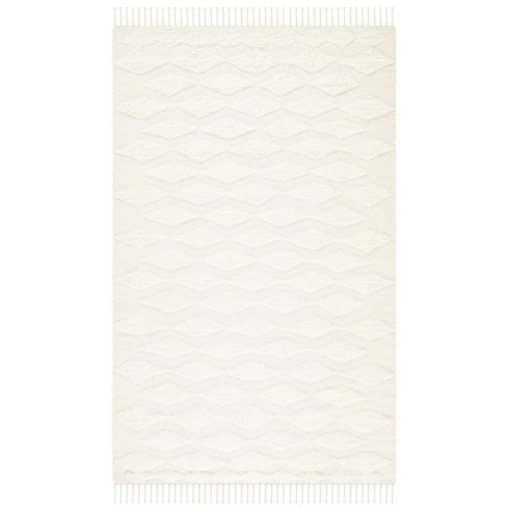 SAFAVIEH Casablanca Winona Solid Wool Area Rug, Ivory, 6' x 6' Square