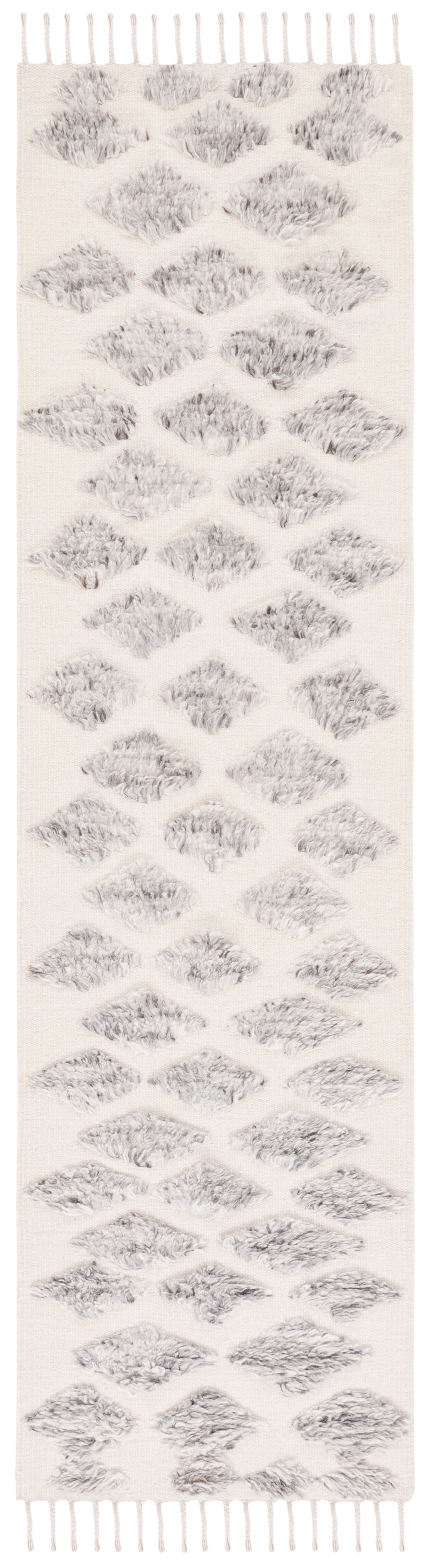 SAFAVIEH Casablanca Winona Solid Wool Runner Rug, Grey/Beige, 2'3" x 8'