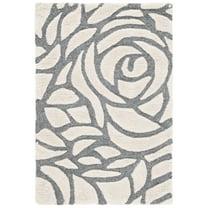 SAFAVIEH Casablanca Yadira Floral Shag Area Rug, Ivory/Grey, 3' x 5'