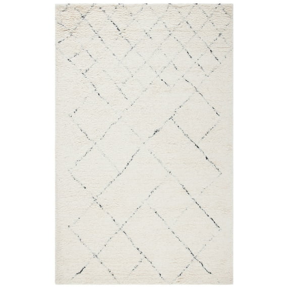 SAFAVIEH Casablanca Zaman Geometric Wool Shag Area Rug, Ivory/Black, 8' x 10'