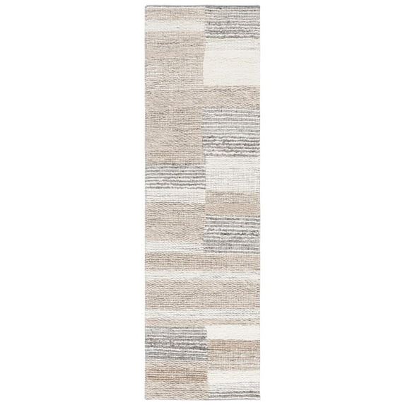 SAFAVIEH Casablanca Zayden Checkered Runner Rug, Natural/Ivory, 2'3" x 8'