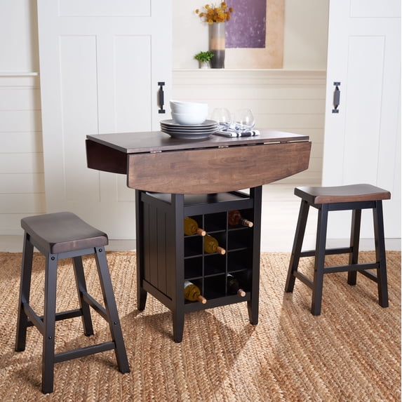Safavieh Casey Industrial Backless Wood Stools, Brown/Black