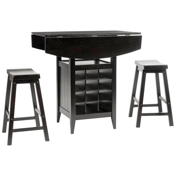 SAFAVIEH Casey 3 Pc Set Drop Leaf Pub Table Espresso