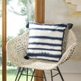 thumbnail image 1 of SAFAVIEH Cassia 16" x 16" Striped Dyed Pillow with Fringe, Navy/White, 1 of 4