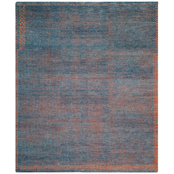 SAFAVIEH Castilla Nanette Abstract Wool Area Rug, Blue/Rust, 8' x 10'