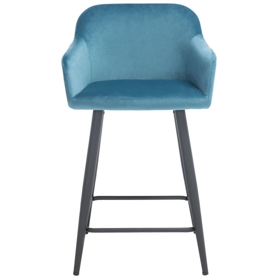 SAFAVIEH Cataleya Square Mid Back Counter Stool, Denim Blue/Black