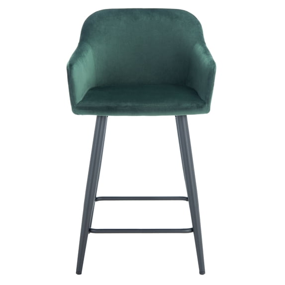 SAFAVIEH Cataleya Square Mid Back Counter Stool, Malachite Green/Black