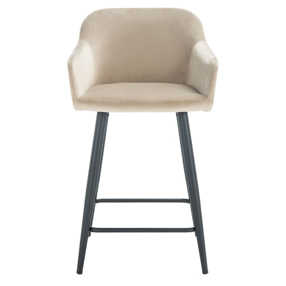 SAFAVIEH Cataleya Square Mid Back Counter Stool, Taupe/Black