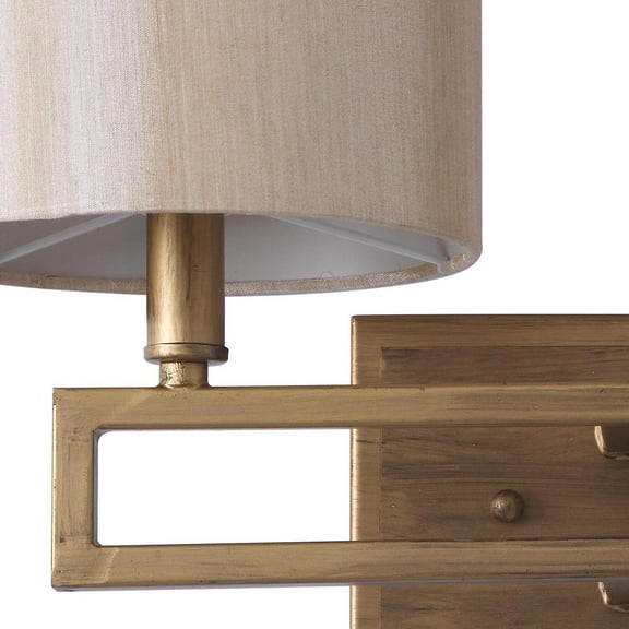 SAFAVIEH Catena 9.25 in. H Rustic Double Light Sconce, Antique Gold