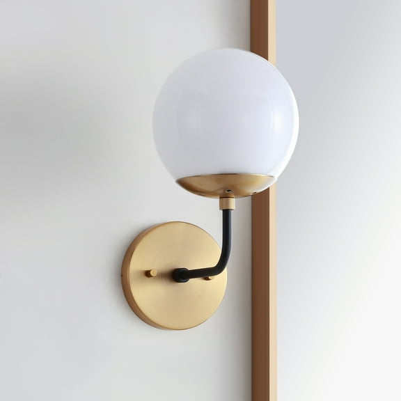 SAFAVIEH Cayden Modern Glam Sphered Wall Sconce, Brass Gold/Black
