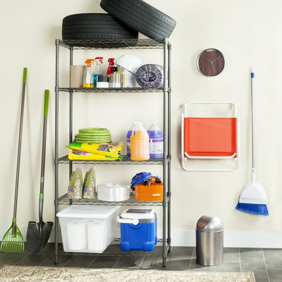 SAFAVIEH Ceasar 5-Tier Chrome Wire Adjustable Rack Chrome