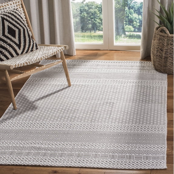 SAFAVIEH Cedar Brook Brigham Geometric Cotton Area Rug, Grey/Ivory, 8' x 10'