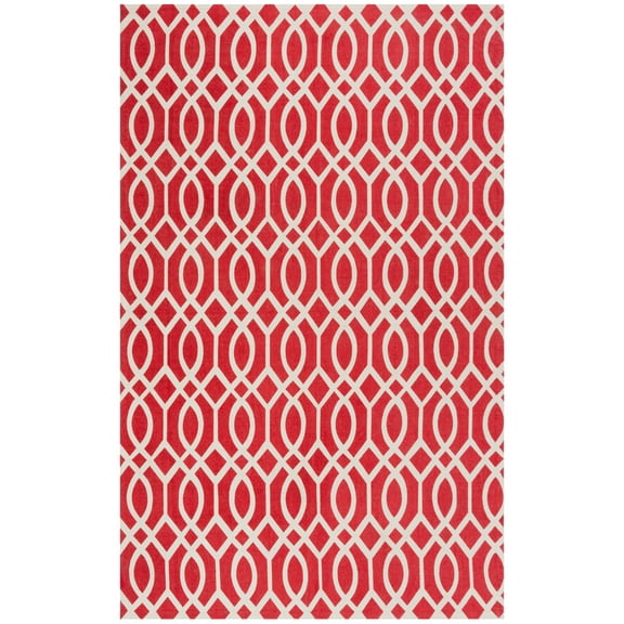 SAFAVIEH Cedar Brook Dubhan Geometric Cotton Area Rug, Coral/Ivory, 6' x 9'