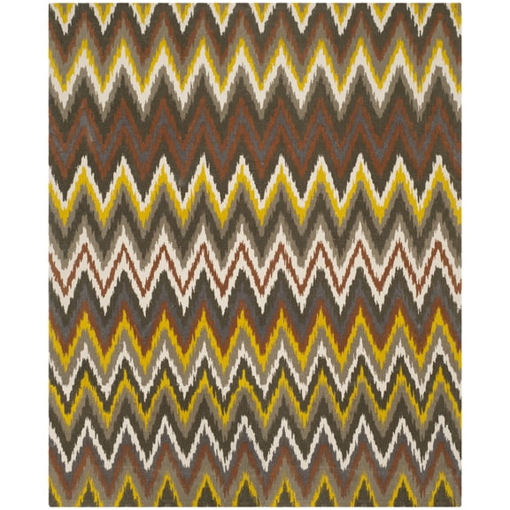 SAFAVIEH Cedar Brook Carthach Chevron Cotton Area Rug, Black/Citron, 7'3" x 9'3"