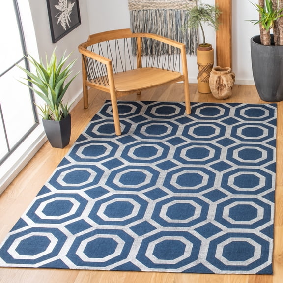 SAFAVIEH Cedar Brook Thaddeus Geometric Area Rug, Navy/Silver, 2'3" x 3'9"