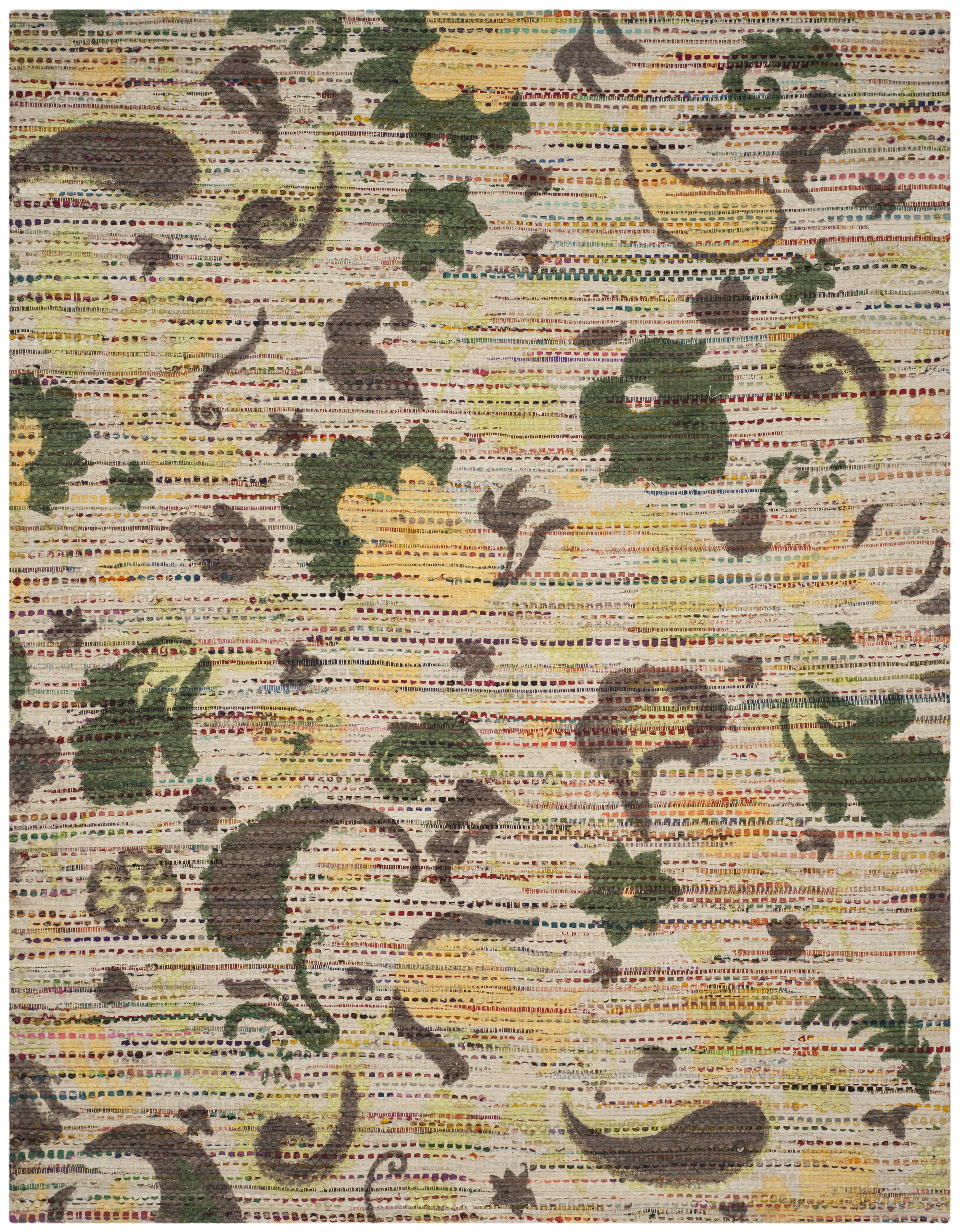 SAFAVIEH Cedar Brook Philander Paisley Cotton Area Rug, Green/Multi, 8 ...