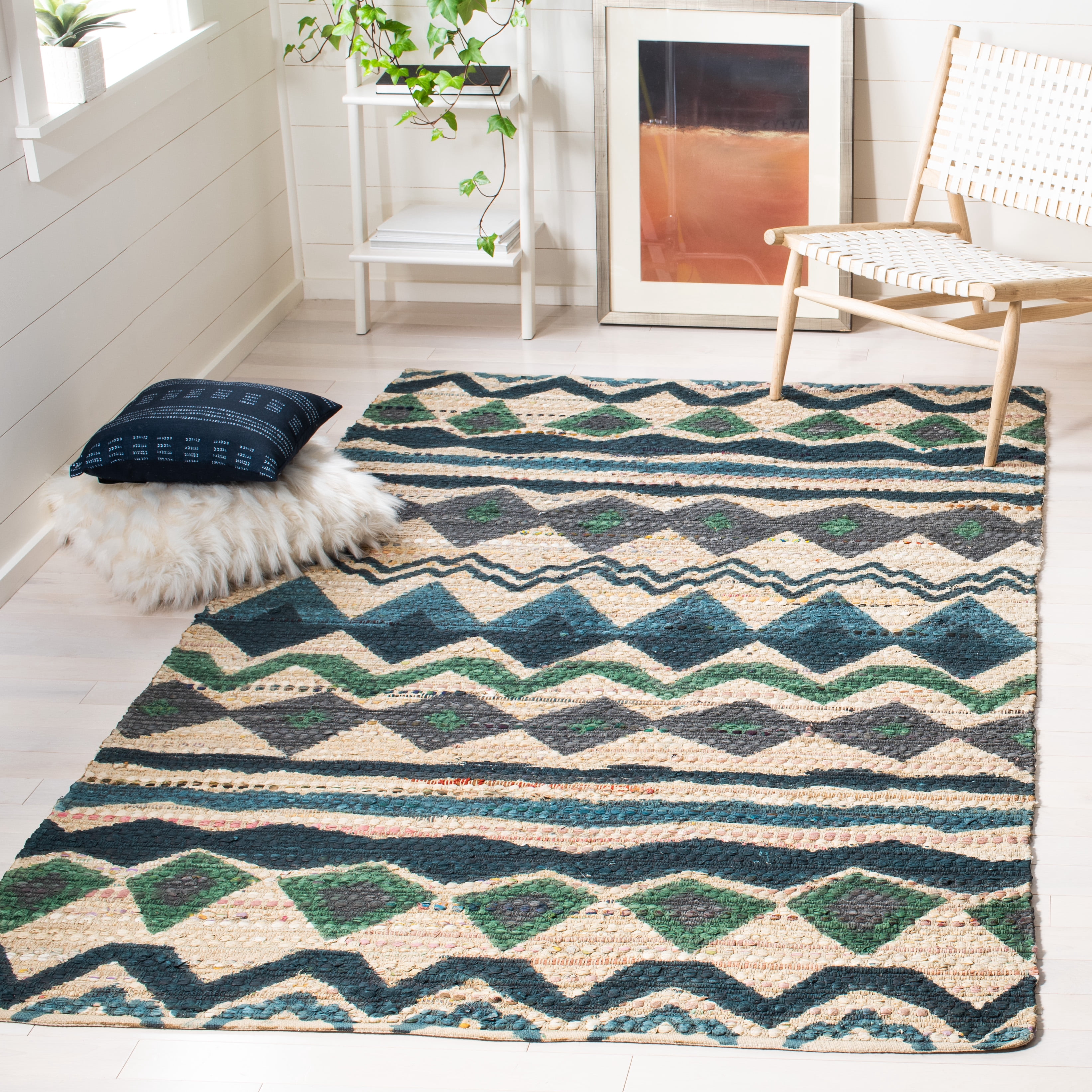 SAFAVIEH Cedar Brook Josephina Southwestern Cotton Area Rug, Blue/Multi ...