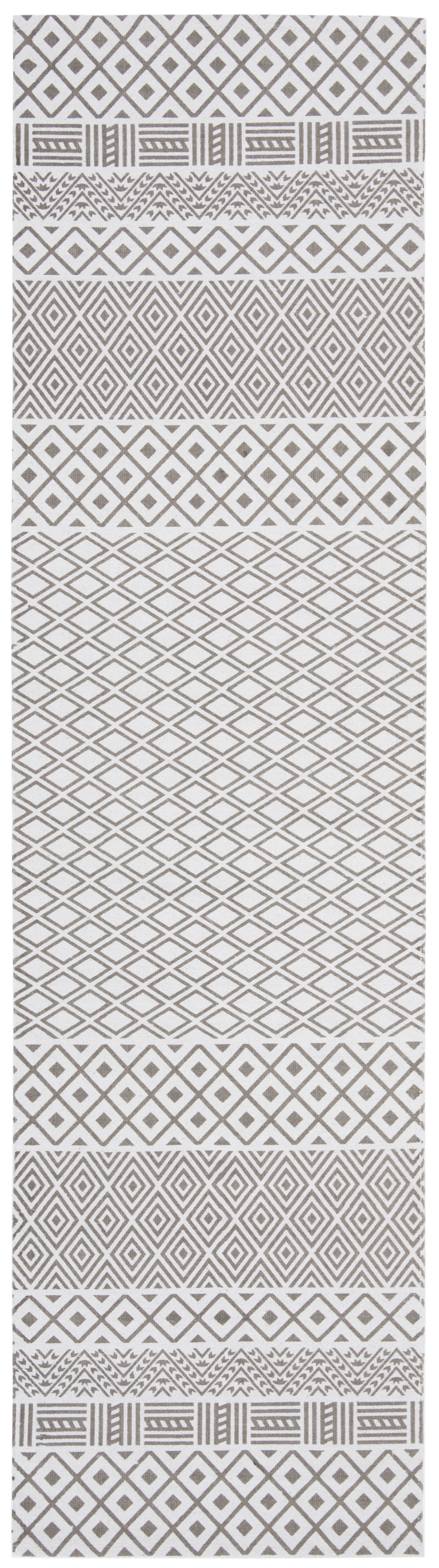 SAFAVIEH Cedar Brook Brigham Geometric Cotton Runner Rug, Gray/Ivory, 2 ...