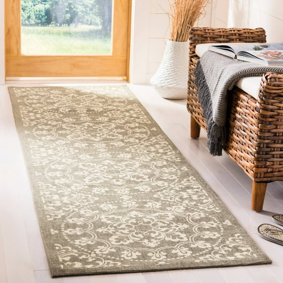SAFAVIEH Cedar Brook Carleton Medallion Jute Runner Rug, Grey/Natural, 2'3" x 8'