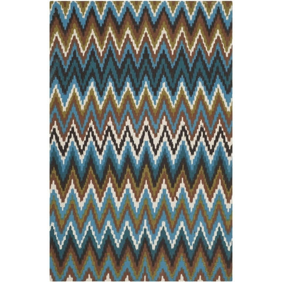 SAFAVIEH Cedar Brook Carthach Chevron Cotton Area Rug, Blue/Multi, 7'3" x 9'3"